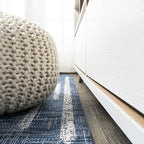 JONATHAN Y Stripe Geometric Indoor Outdoor Runner Rug 2X8 Blue/Ivory, Zolak Berber for Backyard, Patio, Porch, Easy-Cleaning, High Traffic, Pet-Friendly, Non-Shedding (SMB124C-28)
