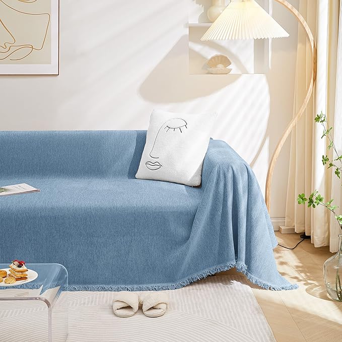 MEETSKY Oversized Chair Sofa Slipcover Washable Loveseat Couch Cover for Sofa, Furniture Protector Cover Use Thick Soft Fabric Soft Throws Cover for Dogs, Pets, 71" x 102", Blue