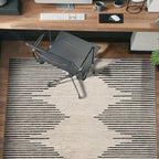 Rugshop Bohemian Stripe Stain Resistant High Traffic Living Room Kitchen Bedroom Dining Home Office Square Rug 6'6" Cream