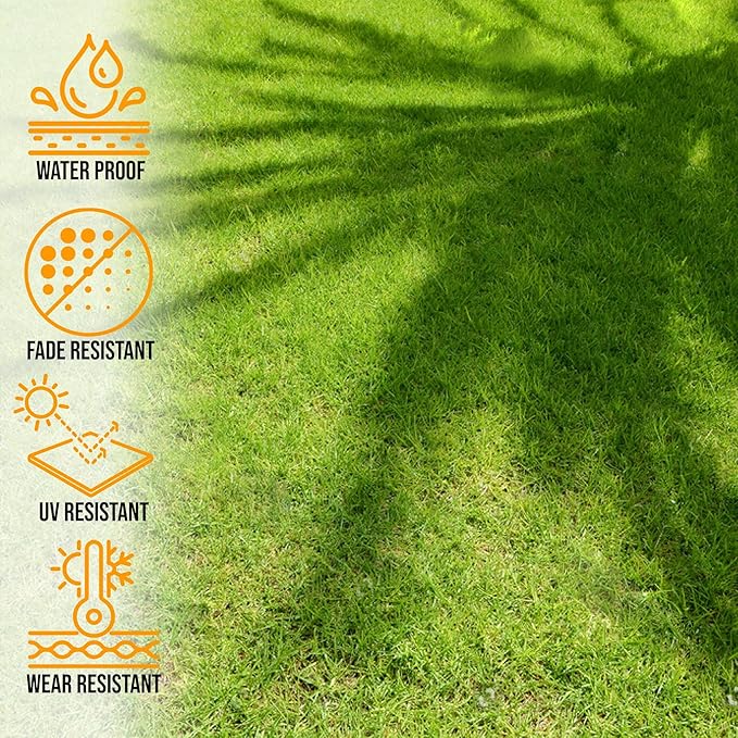 Ottomanson 2'7" x 36' Artificial Faux Grass Rug - Realistic Turf with UV Protection - Perforated for Easy Drainage - Durable, Hose-Off Synthetic Lawn Carpet for Indoor & Outdoor Use, Green