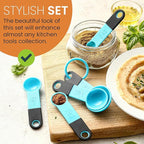 Spring Chef Magnetic Measuring Cups and Spoons Set of 9, Nesting Plastic Kitchen Tool with Easy to Read Markings - Measure Dry or Liquid Ingredient, BPA Free, Aqua Sky