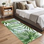 Hall Runner Rug 3.3x10 ft Non-Slip - Tropical Palm Leaves Design in Emerald Green - Easy Clean Washable Carpet for Hallway, Entryway, Bedroom - Durable Floor Decor