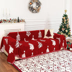 MYSKY HOME 71X134 inches Sofa Christmas Couch Cover, Sectional Sofa Covers Sofa Slipcover for 3 Cushion Couch, L Shape Couch Covers for Dogs, Kids, Washable Sofa Blanket, Furniture Protector, Red