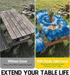 Picnic Table Cover with Bench Covers Camping Essentials Windproof Waterproof Patio Outdoor Tablecloth with Storage Bag, Fitted Rectangle Tables and Seats Tablecover for Rv Owner Camper 72in