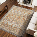 VEVOR 7.5 x 9.5 ft Area Rug Large Washable Rug Non-Slip and Tear-Resistant Soft Carpet Pet & Child Friendly Vintage Area Rugs Indoor Mat for Bedroom Living Room Office Entryway Brown Green