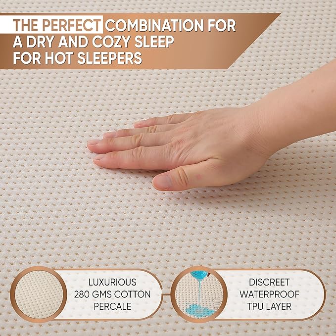Deluxe Cooling Waterproof Organic Mattress Protector Full - Organic Cotton Percale Breathable Mattress Pad Cover - Naturally Cool for Hot Sleepers – Soft Natural Comfort