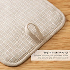 KITCHENAID Gourmet Series Gridlines Pot Holders 2-Pack Set, Heat Resistant up to 600°F, Soft Silicone Grip, Magnetic Cuff, Milkshake Tan, 8"x8"