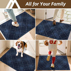 COSY HOMEER Plaid Door Mat 24" x 36",Dirt Trapper Entryway Rugs,Non-Slip Washable Farmhouse Doormat,Low Profile Welcome Mats for Paws Navy Blue