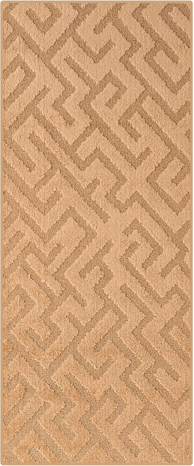 6ft Custom Cut Runner Rug for Indoor Entryway Foyer - Gold Tan | Non-Slip | Washable & Edge Bound