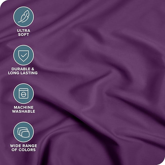 Bare Home 2-Pack Fitted Bottom Sheets Twin - Premium 1800 Ultra-Soft Wrinkle Resistant Microfiber - Deep Pocket (Twin, Plum)