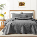 IR Imperial Rooms Queen Quilt Bedding Set Size (90" x 96") + 2 Pillow Shams (20" x 26"+ 2") - 3 Pcs All Season Lightweight Reversible Microfiber Coverlet Floral Embossed Quilt Bedspread (Grey)