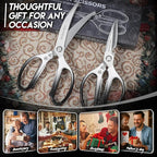 TIJERAS Kitchen Scissors Set Black - Stainless Steel Kitchen Shear, Sharp Meat Scissors Dishwasher Safe, Heavy Duty Poultry Shears, Japanese Cooking Scissor for Food, Chicken, Gifts for Women