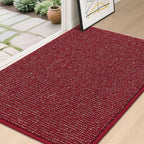 BEQHAUSE Dirt Trapper Door Mat 32" x 48", Non-Slip Washable Doormats Entrance Mat, Dirt Resistant and Absorbent Welcome Mat, Low Profile Floor Mats for Front Back Door and Entryway, Red