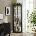 Corner Curio Cabinet, 150lbs Heavy Duty Glass Display Cabinet
