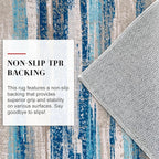 Modern Abstract 6x9 Machine Washable Living Room Rug Non-Slip Soft Bedroom Area Rug Blue Ultra Thin Print Faux Wool Floor Carpet Throw Rugs for Nursery Playroom Dining Room Indoor Office
