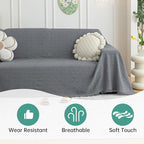 MYSKY HOME Couch Cover for Sectional Sofa, 2 Pieces Couch Covers for L Shape Sofa Geometrical Sofa Slipcovers for 2-3 Cushion Couch Sofa Throws for Pets, Kids (71"x118"+71"x118", Frost Grey)