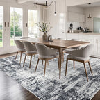 Washable 10x14 Area Rug: Modern Large Rugs for Living Room Dining Room Bedroom Office Indoor - Non-Slip Carpet Home Decor - 10x14 Black Grey