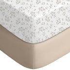 Yoofoss Pack and Play Sheets Fitted, Mini Crib Sheets 2-Pack for Pack N Play Mattress, Stretchy Playard Sheet, Soft and Breathable Brown+Leaf