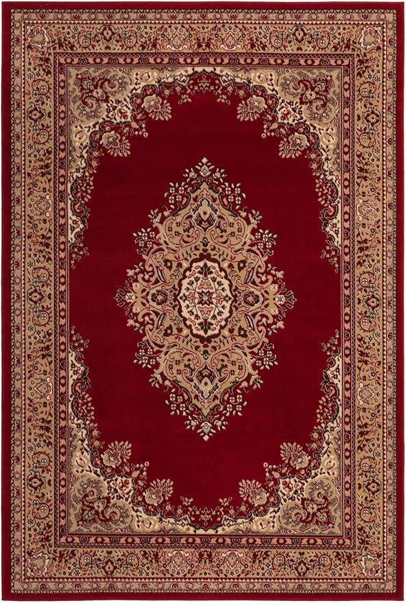 Unique Loom Reza Collection Traditional Persian Style Area Rug, 6 x 9 ft, Burgundy/Ivory