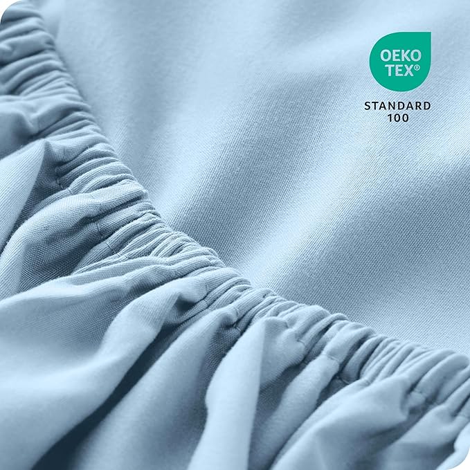 Bare Home 2-Pack Fitted Bottom Sheets Split King - Premium 1800 Ultra-Soft Microfiber - Deep Pocket - 4 Twin XL Fitted Sheets (Split King, Light Blue)