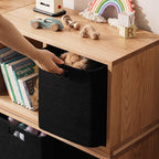 UBBCARE Set of 4 Storage Bins - 11 X 10.5 X 10.5 in, Cotton Rope Bins for Shelves, Toys, Books, Cube Storage with Handles, Woven Black Basket for Organizing