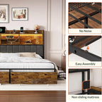 LARMACE Queen Bed Frame with 6 Storage Drawers, Bed Frame Queen Size with Linen