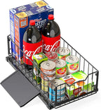 Simple Houseware Pull-Out Cabinet Sliding Basket Organizer, 17.2" D x 9.7" W x 5" H – Black, Ideal for Kitchen and Bathroom Cabinet Storage, Under Sink or Pantry Organization