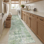 Soalmost Runner Rug 2x10 Washable Non-Slip Hallway Runner Rugs for Kitchen Bathroom Laundry Room Green/Ivory Vintage Floor Carpet Runners for Hallways Entryway