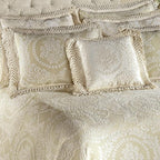 Timeless Vintage Style Bedding | Neutral Sage and Ecru | Textured Matelasse Rose Medallions and Leaves | 6 Pc Lightweight Bed Set: Oversized California King Bedspread, 4 King Shams, & Square Pillow