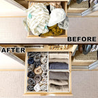Simple Houseware Foldable Drawer Organizer Set of 12, Beige – Fabric Storage Bins for Clothes, Underwear, Bra, Panty, Socks, Onesies – Closet & Dresser Drawer Dividers for Home Organization