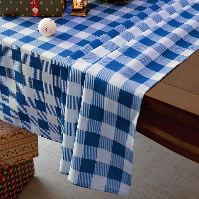 Waterproof Checkered Tablecloth Fabric - Rectangle 58x84 Inch Classic Gingham Buffalo Plaid Table Cloth for Indoor/Outdoor Use - Washable Table Cover for Kitchen, BBQs, and Parties