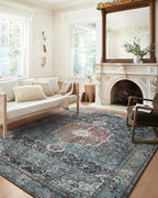 Loloi Margot Collection MAT-05 Ocean/Brick 2'-3" x 3'-9" Accent Rug feat. CloudPile, No-Shed Easy Clean Large Patterned Area Rug for Living Room, Bedroom, Dining Area