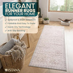 Istana Hallway Runner Rug 2.5x8 – Beige Grey/Light Cream Entryway Rug -Silk's Soft Touch Runners for Hallways - Stylish Kitchen Runner Rug Non Slip