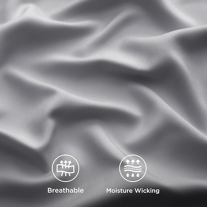 Bedsure Cooling Sheets Twin XL, Rayon Derived from Bamboo, Breathable & Soft Twin XL Sheet Sets, Deep Pocket Up to 16 Inches, Hotel Luxury Silky Dorm Bedding for Hot Sleepers, Silver Grey