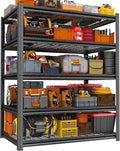 48"W Garage Shelving 3000Lbs Storage Shelves Heavy Duty 5 Tier Adjustable Metal Shelving Unit Garage Storage Wire Shelves for Basement, Warehouse, Commercial 47.2" W × 15.7" D × 72" H , Black