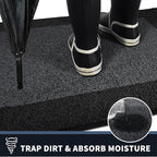 PURRUGS Dirt Trapping Door Mat 32" x 84", Non-Slip/Skid Machine Washable Entryway Rug, Shoes Scraper, Throw Rug, Super Absorbent Area Rug for Muddy Wet Shoes and Paws, Bluish Grey & Charcoal