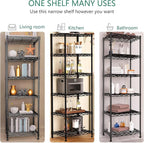 GIOTORENT 6-Tier Storage Shelves Standing Shelving Metal Units, Adjustable Height Wire Shelf Display Rack for Pantry Laundry Bathroom Kitchen 16.6” x 11.8” x 63”, Black