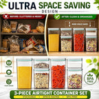 Airtight Food Storage Containers with Lids – 6 Pack BPA-Free Pop Containers for Pantry Organization, Cereal, Flour, Rice, Sugar – Stackable Kitchen Canisters (0.5, 1.2, 1.8 Qt) Set of 6