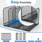 TOPCJ 5 Sections Desk File Holder/Rack/Sorter,Mesh File Organizer,File Folder Organizer,Metal Upright Desktop Organization for Documents,Magazine,Kitchenware,Antiskid,Antirust,Sturdy,2 Packs