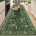 DUKINO 2x6 Rug for Hallway, Washable Kitchen Runner Rug with Non Slip Backing, Soft Low Pile Vintage Animal Runner for Bedroom, Kitchen, Hallway, Entryway, Laundry, Green