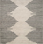 Rugshop Bohemian Stripe Stain Resistant High Traffic Living Room Kitchen Bedroom Dining Home Office Square Rug 6'6" Cream