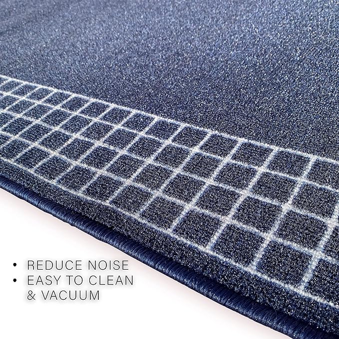 Custom Made Runner Rug for Kitchen Foyer Hallway Entry Choose Your Length 31 Inch Wide Geometric CheckeBlue Design Blue Color (35 feet x 31 Inch)
