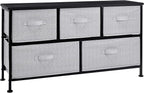 Amazon Basics Extra Wide Fabric 5-Drawer Storage Organizer Unit for Bedroom Closet, Black