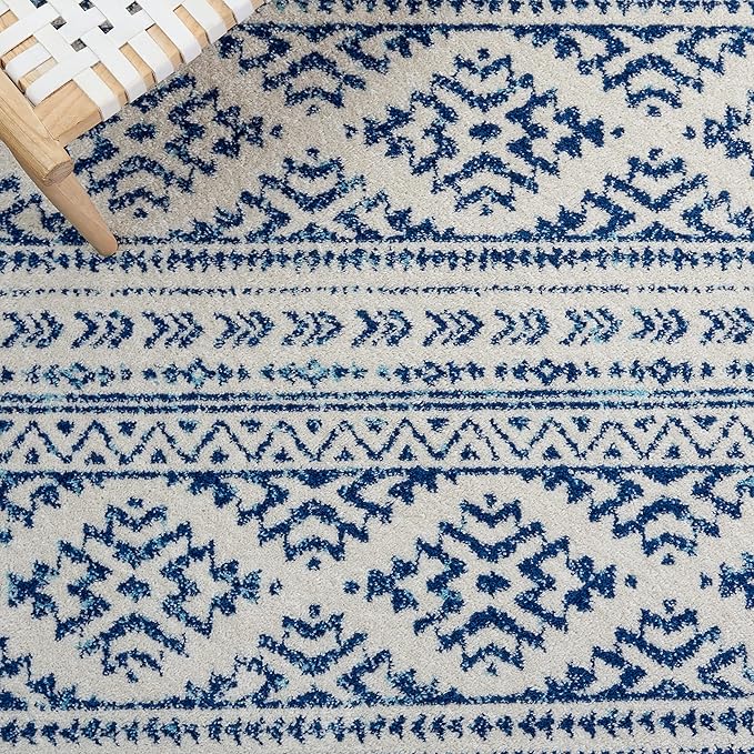 SAFAVIEH Tulum Collection Runner Rug - 2' x 13', Ivory & Navy, Moroccan Boho Tribal Design, Non-Shedding & Easy to Clean, Ideal for Living Room, Hallway, Foyer, Bedroom (TUL272D)