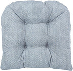 Klear Vu Omega Non-Slip Rocking Chair Cushion Set, Assembled in USA, Thick Padding & Tufted Design, Includes Seat Pad & Back Pillow with Ties, 17x17 Inches, 2-Piece Set, Tyson Delft Blue