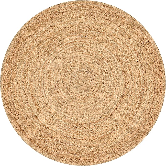 Savi Home Jute Area Rug Handwoven - 4 feet Round- Natural - Rustic Vintage Beige Braided Reversible Rug- Eco Friendly Rugs for Farmhouse, Bedroom, Kitchen, Living Room.