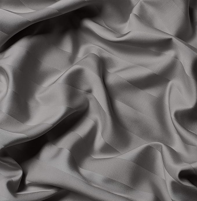 Pure Bamboo Split King Sheets, Genuine 100% Organic Viscose Derived from Bamboo Bed Sheet Set, Soft & Cooling, Double Stitching, 2 Fitted Sheets (Split King, Jacquard Stone)