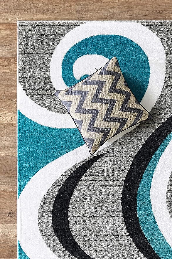GLORY RUGS Modern Area Rug Swirls Carpet Bedroom Living Room Contemporary Dining Accent Sevilla Collection 4817 (4x6, Turkaz)