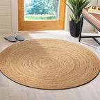 Savi Home Jute Area Rug Handwoven - 4 feet Round- Natural - Rustic Vintage Beige Braided Reversible Rug- Eco Friendly Rugs for Farmhouse, Bedroom, Kitchen, Living Room.
