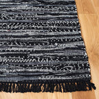 SAFAVIEH Rag Rug Collection Accent Rug - 3' x 5', Black, Handmade Boho Stripe Cotton, Ideal for High Traffic Areas in Entryway, Living Room, Bedroom (RAR121Z)